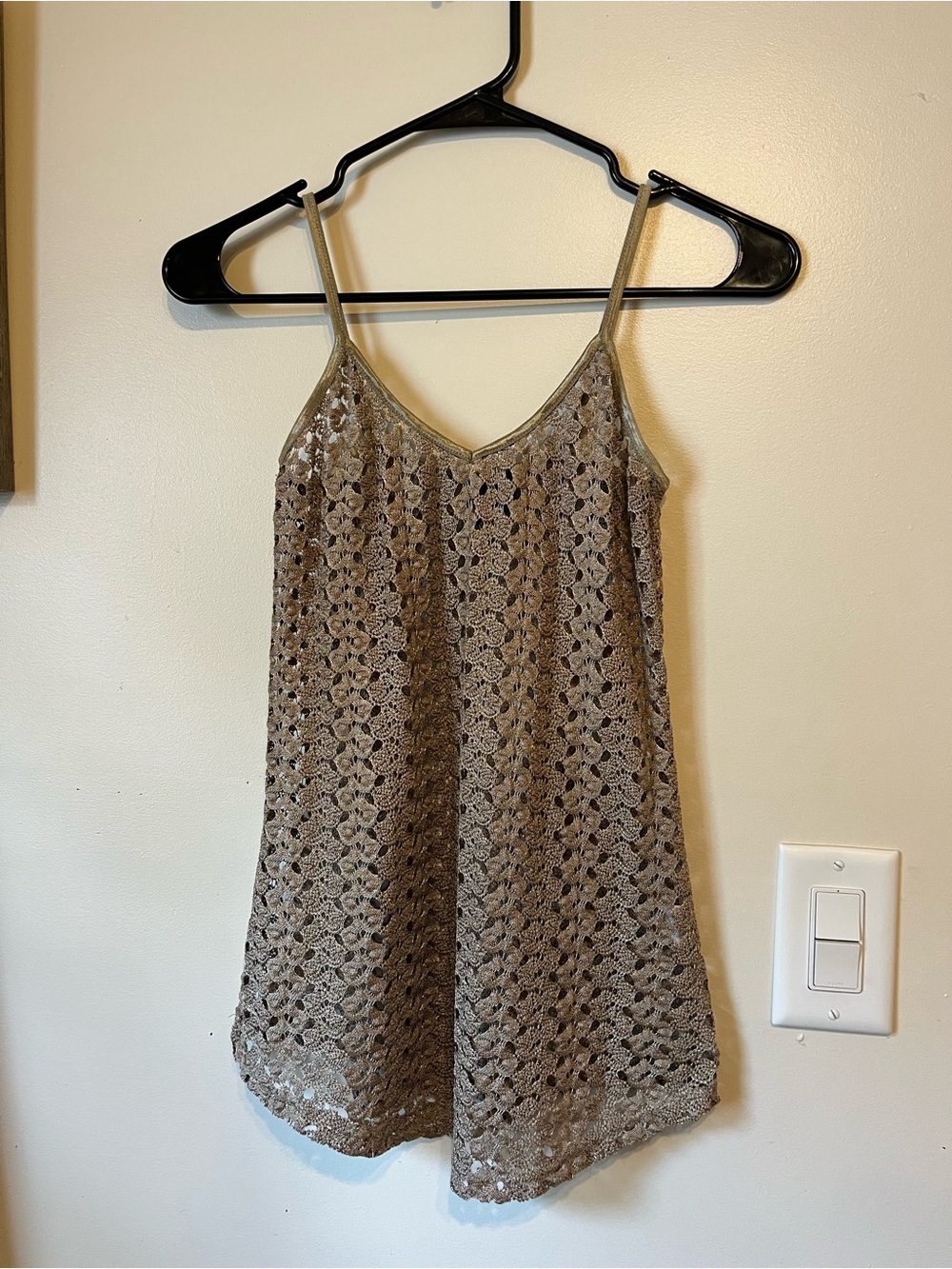BKE Taupe Crochet Lace Camisole Tank Top